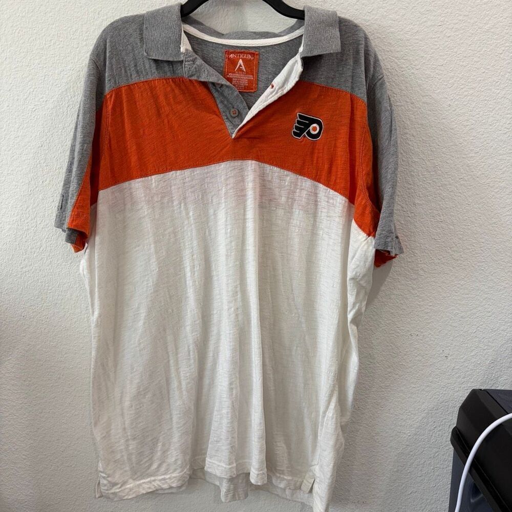 Antigua Philadelphia Flyers Colorblock Polo Shirt